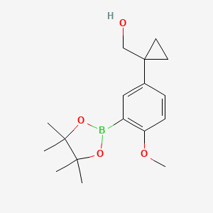 molecular formula C17H25BO4 B8537758 {1-[4-Methoxy-3-(4,4,5,5-tetramethyl-1,3,2-dioxaborolan-2-yl)phenyl]cyclopropyl}methanol 