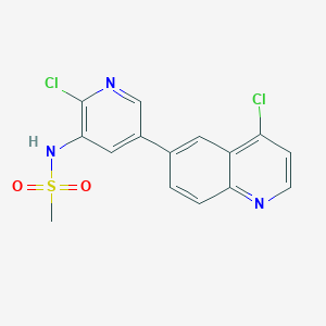 molecular formula C15H11Cl2N3O2S B8537827 N-(2-chloro-5-(4-chloroquinolin-6-yl)pyridin-3-yl)methanesulfonamide 