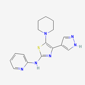 molecular formula C16H18N6S B8537831 5-(piperidin-1-yl)-4-(1H-pyrazol-4-yl)-N-(pyridin-2-yl)thiazol-2-amine 