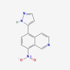 molecular formula C12H8N4O2 B8537990 8-nitro-5-(1H-pyrazol-5-yl)isoquinoline 