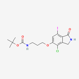 molecular formula C16H20ClIN2O4 B8538008 Carbamic acid,[3-[(4-chloro-2,3-dihydro-7-iodo-1-oxo-1h-isoindol-5-yl)oxy]propyl]-,1,1-dimethylethyl ester 