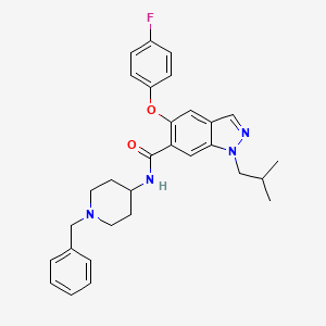 1h-Indazole-6-carboxamide,5-(4-fluorophenoxy)-1-(2-methylpropyl)-n-[1-(phenylmethyl)-4-piperidinyl]-