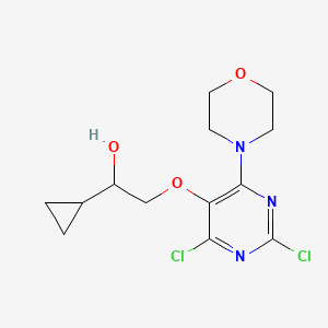 molecular formula C13H17Cl2N3O3 B8538634 1-Cyclopropyl-2-(2,4-dichloro-6-morpholin-4-yl-pyrimidin-5-yloxy)-ethanol 