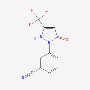 molecular formula C11H6F3N3O B8538678 3-(5-hydroxy-3-(trifluoromethyl)-1H-pyrazol-1-yl)benzonitrile 