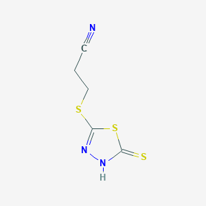 molecular formula C5H5N3S3 B8538927 3-[(5-Sulfanylidene-4,5-dihydro-1,3,4-thiadiazol-2-yl)sulfanyl]propanenitrile CAS No. 62508-41-2
