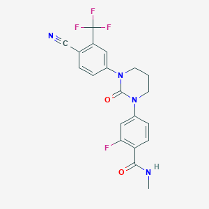 molecular formula C20H16F4N4O2 B8538990 4-[3-[3-(trifluoromethyl)-4-cyanophenyl]-2-oxo-tetrahydro-pyrimidin-1(2H)-yl]-N-methyl-2-fluorobenzamide 