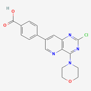 molecular formula C18H15ClN4O3 B8539243 4-(2-Chloro-4-morpholinopyrido[3,2-d]pyrimidin-7-yl)benzoic acid 