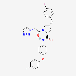 molecular formula C28H25F2N5O3 B8539285 (2S,4R)-1-(2-(1H-1,2,3-triazol-1-yl)acetyl)-4-(4-fluorobenzyl)-N-(4-(4-fluorophenoxy)phenyl)pyrrolidine-2-carboxamide 
