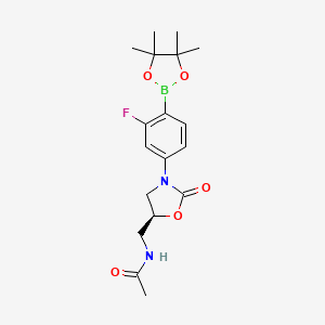 molecular formula C18H24BFN2O5 B8539309 (S)-N-((3-(3-fluoro-4-(4,4,5,5-tetramethyl-1,3,2-dioxaborolan-2-yl)phenyl)-2-oxooxazolidin-5-yl)methyl)acetamide 