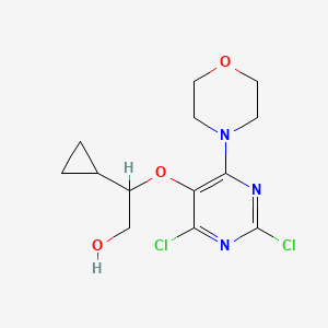 molecular formula C13H17Cl2N3O3 B8539358 2-Cyclopropyl-2-(2,4-dichloro-6-morpholin-4-yl-pyrimidin-5-yloxy)-ethanol 
