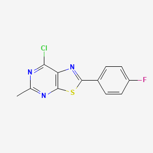 molecular formula C12H7ClFN3S B8539443 7-Chloro-2-(4-fluorophenyl)-5-methylthiazolo[5,4-d]pyrimidine 