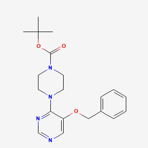 molecular formula C20H26N4O3 B8539450 tert-Butyl4-(5-(benzyloxy)pyrimidin-4-yl)piperazine-1-carboxylate 