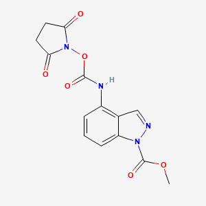 molecular formula C14H12N4O6 B8539938 methyl 4-({[(2,5-dioxo-1-pyrrolidinyl)oxy]carbonyl}amino)-1H-indazole-1-carboxylate 