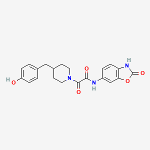 molecular formula C21H21N3O5 B8539949 1-Piperidineacetamide,n-(2,3-dihydro-2-oxo-6-benzoxazolyl)-4-[(4-hydroxyphenyl)methyl]-a-oxo- 