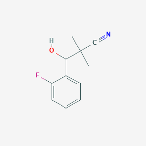 molecular formula C11H12FNO B8539988 3-(2-Fluoro-phenyl)-3-hydroxy-2,2-dimethyl-propionitrile 
