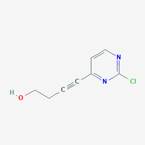molecular formula C8H7ClN2O B8540000 4-(2 Chloro-4-pyrimidyl)-3-butyn-1-ol 