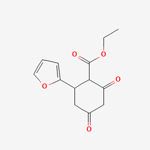 molecular formula C13H14O5 B8540077 Ethyl 2,4-dioxo-6-(2-furyl)-cyclohexanecarboxylate 