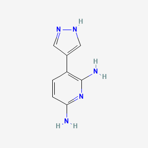 molecular formula C8H9N5 B8540568 3-(1H-pyrazol-4-yl)-pyridine-2,6-diamine 