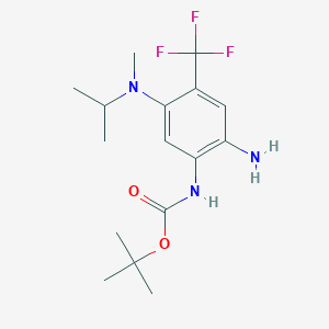 molecular formula C16H24F3N3O2 B8540634 Carbamic acid,[2-amino-5-[methyl(1-methylethyl)amino]-4-(trifluoromethyl)phenyl]-,1,1-dimethylethyl ester 