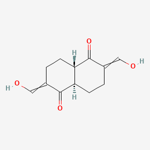 molecular formula C12H14O4 B8540773 (4aR,8aS)-2,6-Bis(hydroxymethylidene)octahydronaphthalene-1,5-dione CAS No. 62016-00-6