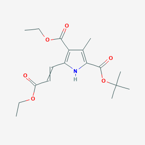 molecular formula C18H25NO6 B8540836 5-(2-ethoxycarbonyl-vinyl)-3-methyl-1H-pyrrole-2,4-dicarboxylic acid 2-tert-butyl ester 4-ethyl ester 