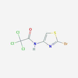 molecular formula C5H2BrCl3N2OS B8540873 2-Bromo-4-trichloroacetamidothiazole 