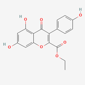 molecular formula C18H14O7 B8540983 4h-1-Benzopyran-2-carboxylic acid,5,7-dihydroxy-3-(4-hydroxyphenyl)-4-oxo-,ethyl ester 