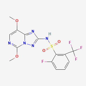 molecular formula C14H11F4N5O4S B8541006 2-Fluoro-6-trifluoromethyl-N-(5,8-dimethoxy-1,2,4triazolo[1,5-c]pyrimidin-2-yl)benzenesulfonamide 