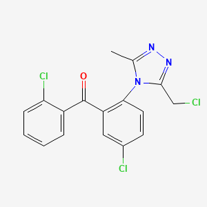 molecular formula C17H12Cl3N3O B8541100 2',5-Dichloro-2-(3-(chloromethyl)-5-methyl-4H-1,2,4-triazol-4-yl)benzophenone 