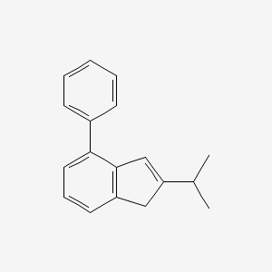 molecular formula C18H18 B8541347 1H-Indene, 2-(1-methylethyl)-4-phenyl- 