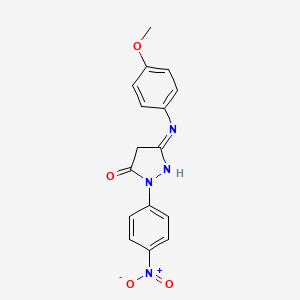 molecular formula C16H14N4O4 B8541379 3h-Pyrazol-3-one,2,4-dihydro-5-[(4-methoxyphenyl)amino]-2-(4-nitrophenyl)- 