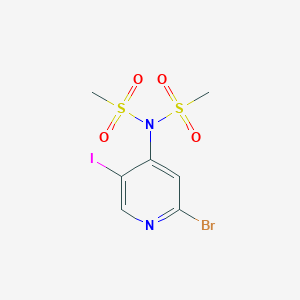 molecular formula C7H8BrIN2O4S2 B8541547 N-(2-Bromo-5-iodopyridin-4-yl)-N-(methylsulfonyl)methanesulfonamide 
