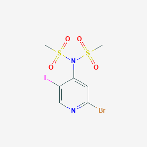 molecular formula C7H8BrIN2O4S2 B8541547 N-(2-bromo-5-iodopyridin-4-yl)-N-methylsulfonylmethanesulfonamide 