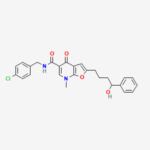 molecular formula C26H25ClN2O4 B8541610 N-(4-Chlorobenzyl)-2-(4-hydroxy-4-phenylbutyl)-7-methyl-4-oxo-4,7-dihydrofuro[2,3-b]pyridine-5-carboxamide 