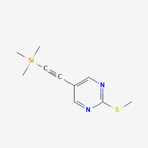 molecular formula C10H14N2SSi B8541640 2-(Methylthio)-5-[(trimethylsilyl)ethynyl]pyrimidine 