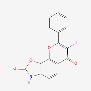 molecular formula C16H8INO4 B8541667 7-Iodo-8-phenyl-3H-chromeno[7,8-d]oxazole-2,6-dione 