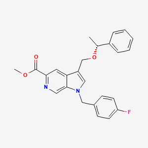 molecular formula C25H23FN2O3 B8541734 1h-Pyrrolo[2,3-c]pyridine-5-carboxylic acid,1-[(4-fluorophenyl)methyl]-3-[[(1r)-1-phenylethoxy]methyl]-,methyl ester 