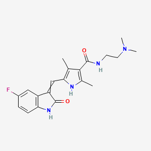 molecular formula C20H23FN4O2 B8542002 N-[2-(Dimethylamino)ethyl]-5-[(5-fluoro-2-oxo-1,2-dihydro-3H-indol-3-ylidene)methyl]-2,4-dimethyl-1H-pyrrole-3-carboxamide 