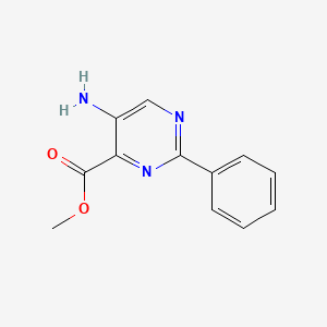 molecular formula C12H11N3O2 B8542317 5-Amino-2-phenyl-pyrimidine-4-carboxylic acid methyl ester 