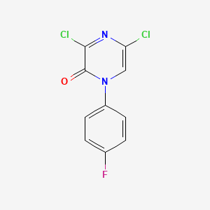 molecular formula C10H5Cl2FN2O B8542377 3,5-dichloro-1-(4-fluorophenyl)pyrazin-2(1H)-one CAS No. 946505-86-8