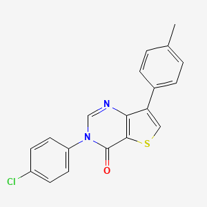 molecular formula C19H13ClN2OS B8542392 3-(4-Chlorophenyl)-7-(p-tolyl)thieno[3,2-d]pyrimidin-4(3H)-one 