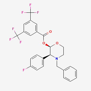 molecular formula C26H20F7NO3 B8542540 (2R,3S)-4-Benzyl-3-(4-fluorophenyl)-2-morpholinyl 3,5-bis(trifluoromethyl)benzoate 