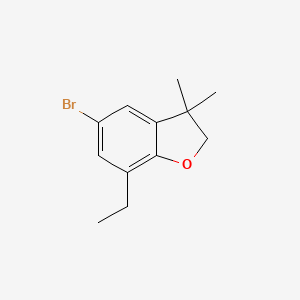 molecular formula C12H15BrO B8542778 5-Bromo-3,3-dimethyl-7-ethyl-2,3-dihydro-benzofuran 