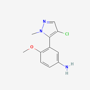 molecular formula C11H12ClN3O B8542937 3-(4-Chloro-2-methyl-2H-pyrazol-3-yl)4-methoxy-phenylamine 
