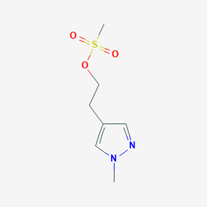 molecular formula C7H12N2O3S B8543220 2-(1-methyl-1H-pyrazol-4-yl)-1-mesyloxyethane 