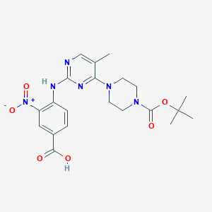 molecular formula C21H26N6O6 B8543243 4-((4-(4-(Tert-butoxycarbonyl)piperazin-1-yl)-5-methylpyrimidin-2-yl)amino)-3-nitrobenzoic acid 