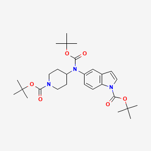 molecular formula C28H41N3O6 B8543269 1h-Indole-1-carboxylic acid,5-[[(1,1-dimethylethoxy)carbonyl][1-[(1,1-dimethylethoxy)carbonyl]-4-piperidinyl]amino]-,1,1-dimethylethyl ester 