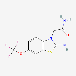 molecular formula C10H8F3N3O2S B8543317 (2-Imino-6-trifluoromethoxy-3-benzothiazolinyl)acetamide CAS No. 130997-69-2