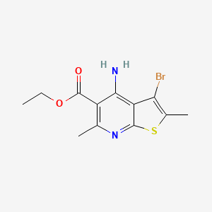 molecular formula C12H13BrN2O2S B8543326 Ethyl 4-amino-3-bromo-2,6-dimethylthieno[2,3-b]pyridine-5-carboxylate 