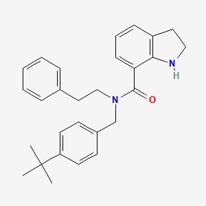1h-Indole-7-carboxamide,n-[[4-(1,1-dimethylethyl)phenyl]methyl]-2,3-dihydro-n-(2-phenylethyl)-